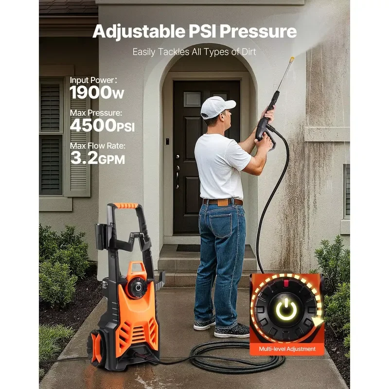 High Power Electric High Pressure Washer, Max Pressure 4500 PSI 3.2 GPM 250bar New Status 4 Quick for High Pressure Washer