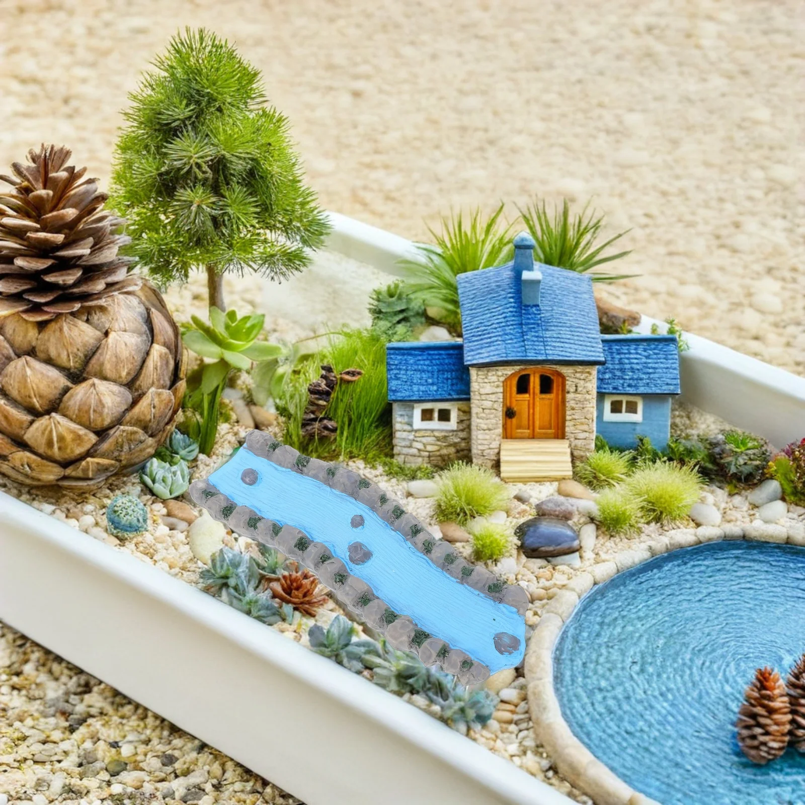 

3Pcs Resin Micro Landscape Decor Miniature River Indoor Water Feature Calming Desktop Stream for Home Office Zen Garden Mini