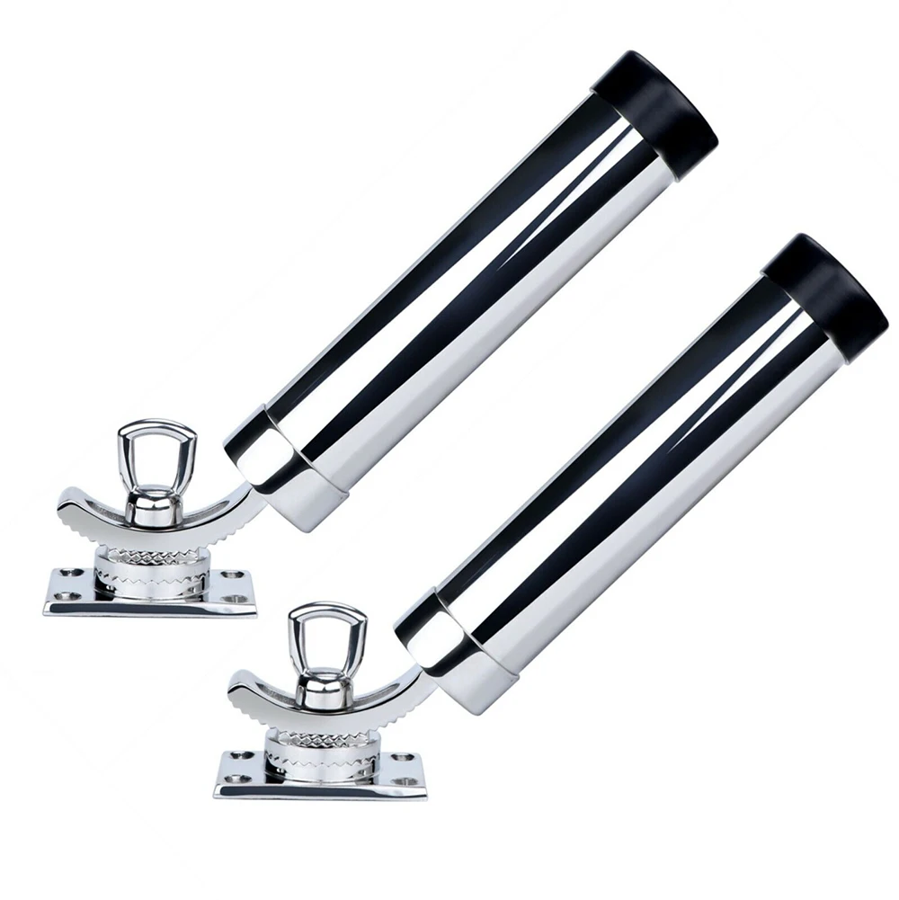 2X Fishing Rod Holder for Boat Deck Mount 316 Stainless Steel 360° Adjustable Rod Pod Rack Boat Accessories Marine