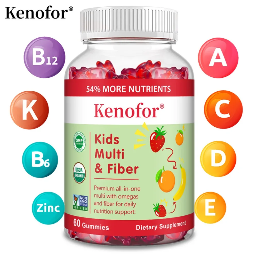 Children's Multivitamin Gummies - with Vitamin C, Omega-3 Fish Oil - Boosts Immunity and Supports Brain Health