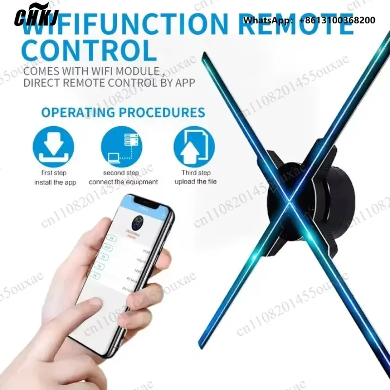 CHKJ 3D holographic advertising technology 65cm 4 blades high resolution display 3d holographic LED fan projector