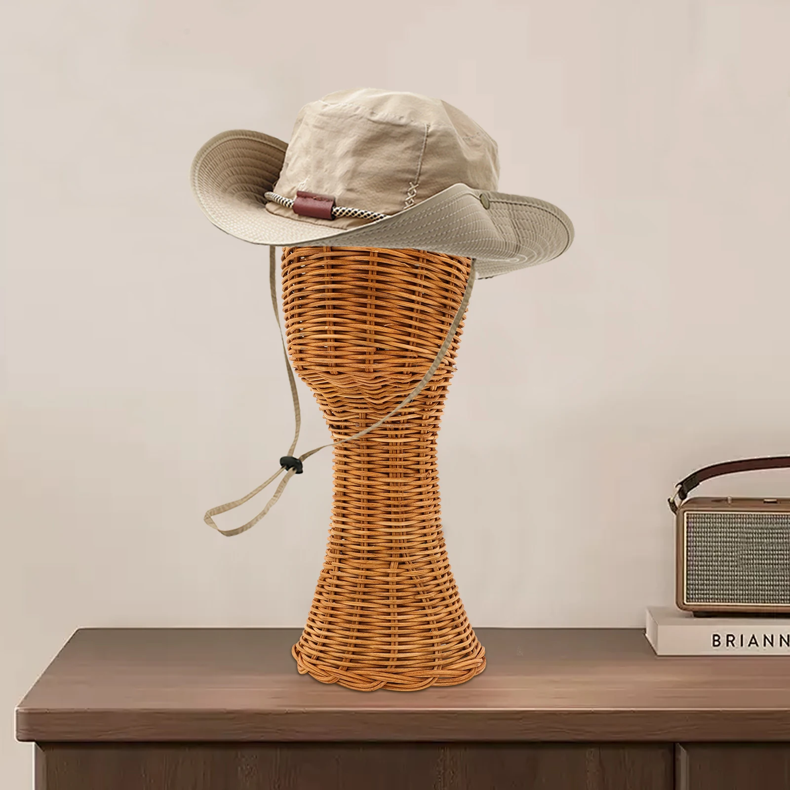 

No. 7 Light Brown Vine Wig Stand Rattan Mannequin Head Stand Rattan Wig Stand For Retail Stores And Salons To Display Wigs