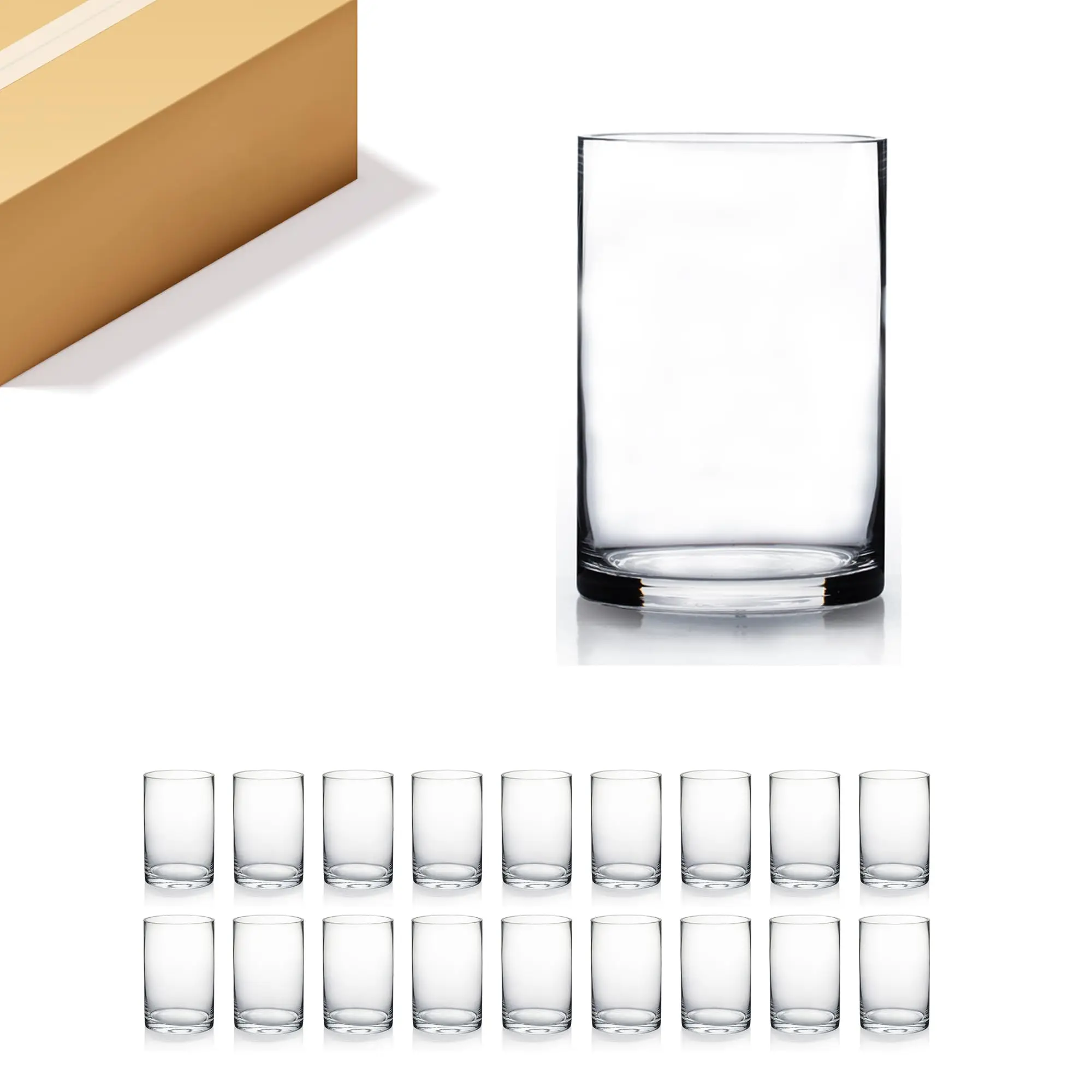Quality Thick Weighted Clear Cylinder Glass Vases, 4