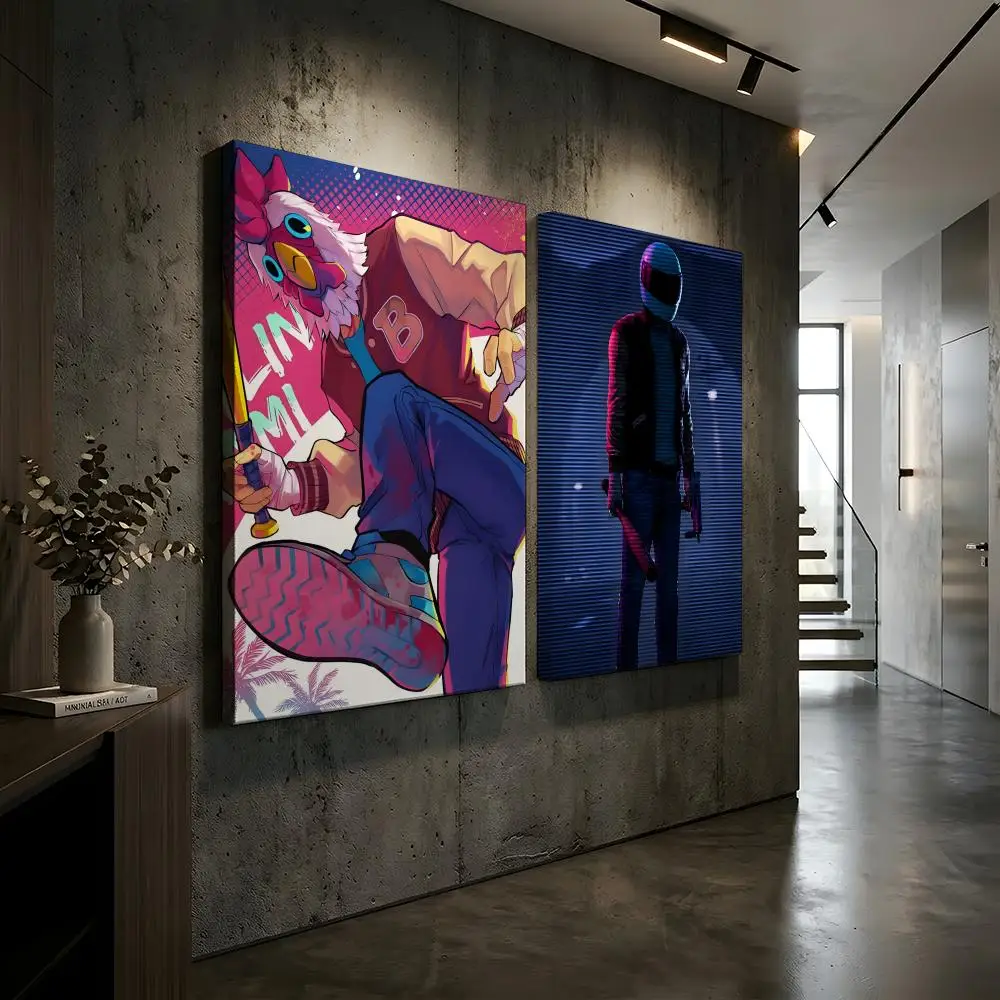 Hotline Miami Framed Wall Painting Canvas Wall Art Inner Frame Waterproof Home Decor For Living Room