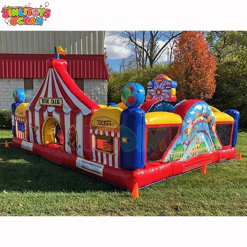 Fun Fair Kids Jumping Castle Inflatable Circus Playground Outdoor Bounce House with Slide for Party Rental