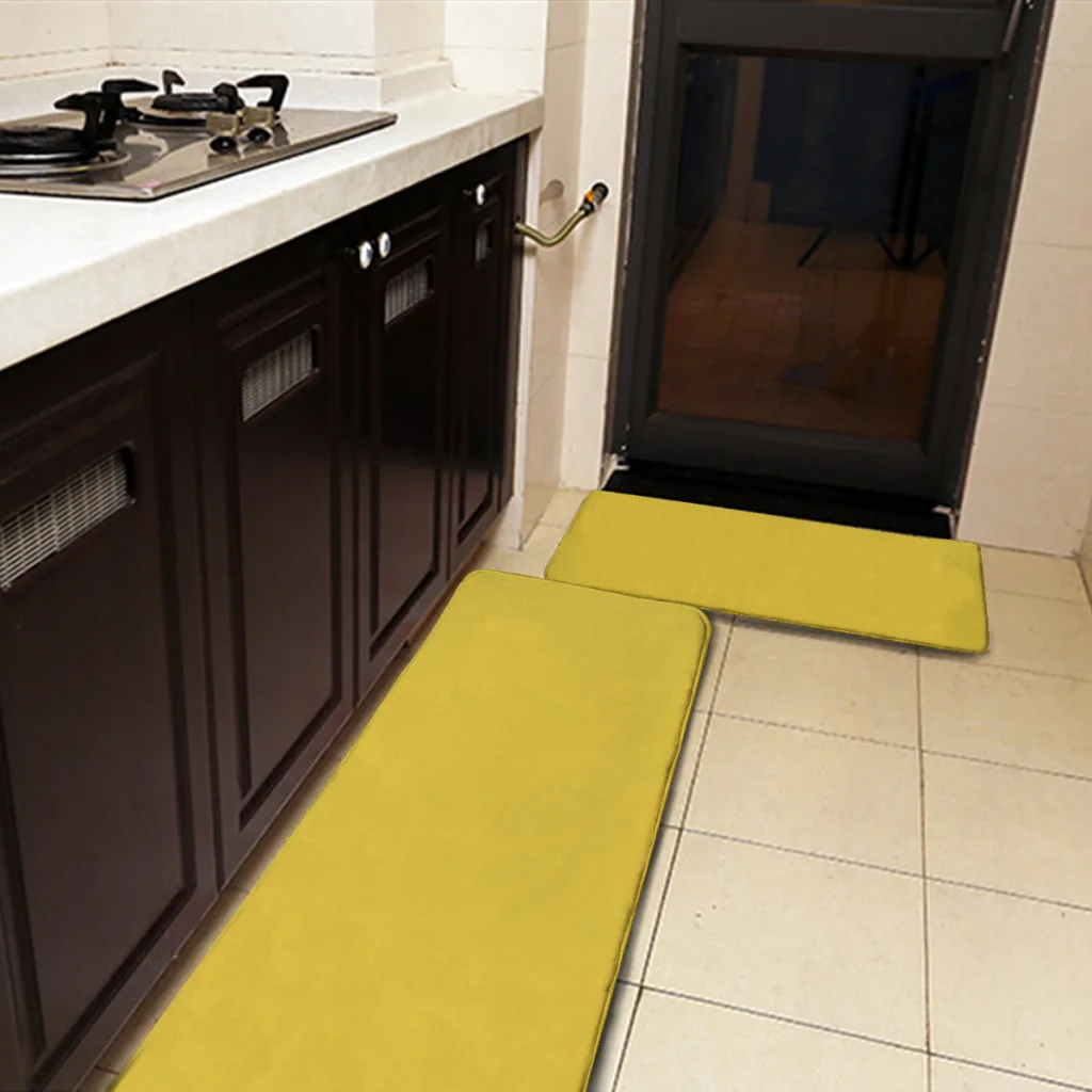 Kitchen Door Steps Water-Absorbing  Non-slip Foot Mats Yellow Texture