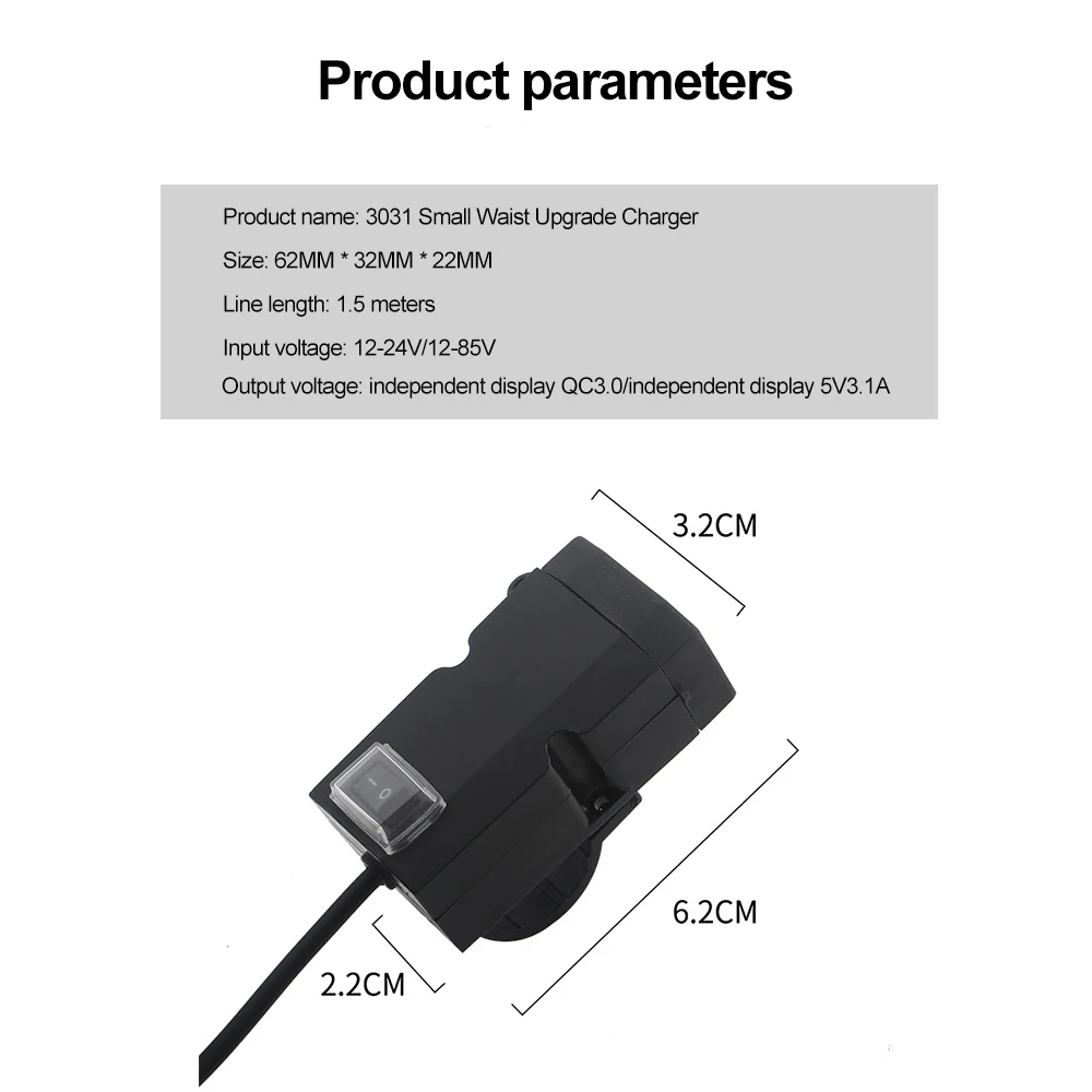 Chargeur de moto QC3.0 étanche, adaptateur USB, téléphone portable, touriste, rapide avec interrupteur, montage sur guidon, rapide