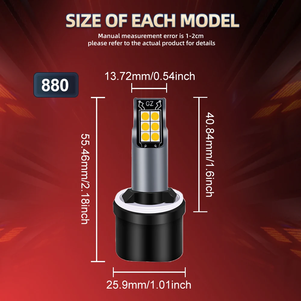 

2X 880 LED Bulbs New 3000K Yellow Fog Lights Kit Replacement Super Bright 885 / 890 / 891 For GMC Yukon Denali 2000-2006
