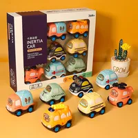 Children Cartoon Inertia Car Toys Mini Police Fire Truck Engineering Vehicle Crash Resistance Pull Car Set Kids Birthday Gifts