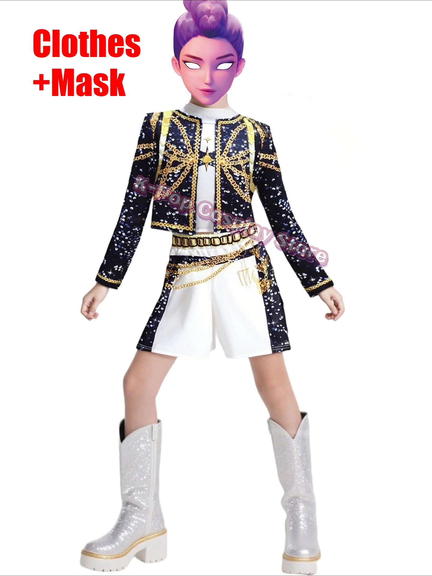 

Kpop Demon Hunters Rumi Zoey Mira Cosplay Kids Child Girls Costume Huntrix Group Idol Roleplay Outfits Halloween Carnival Suit