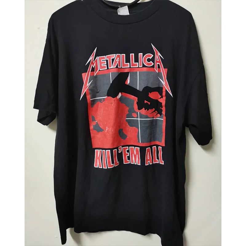 

Футболки с короткими рукавами для мужчин и женщин вокруг металлических лент, обложка альбома Kill 'Em All Metal, топ из чистого хлопка