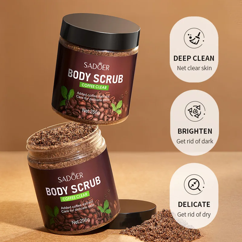 SADOER Coffee Purifying Body Scrub, All-Natural Exfoliating Body Scrub, Moisturizing, Softening, Cuticle and Fine Pore Scrub.