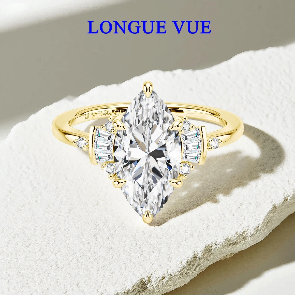 

Уникальное кольцо с ореолом из муассанита маркизы, 14-каратное золото, кольца полувечности для женщин, свадебные роскошные ювелирные изделия, юбилей