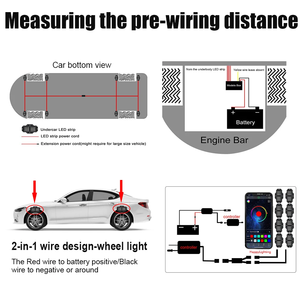 G1 Car Chassis Light Car Exterior Atmosphere Light Car Exterior Decorative Light RGB Atmosphere Light APP Bluetooth Control