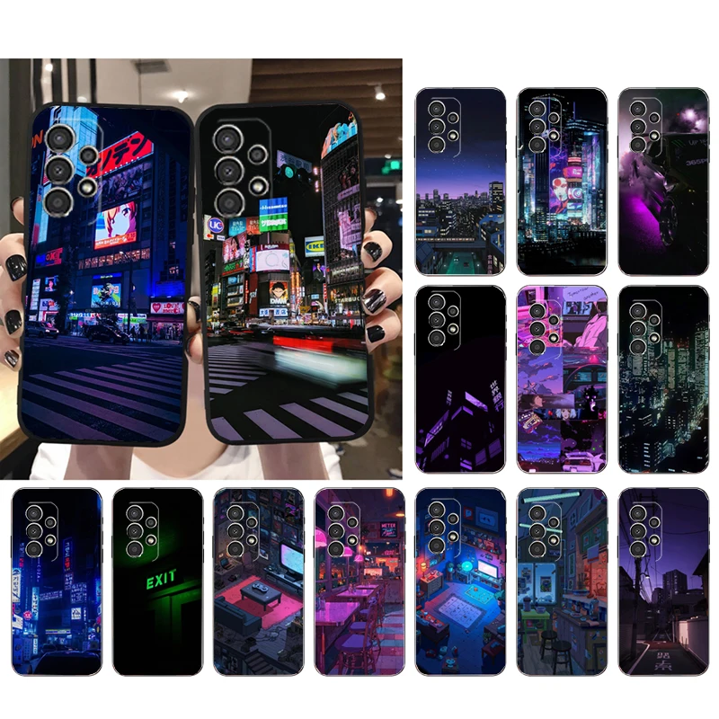 

Phone Case For Samsung A17 A55 A16 A56 A35 A15 A53 A54 A33 A34 A25 A05S A52 A52S A07 A26 A06 Neon Night Vibes city street