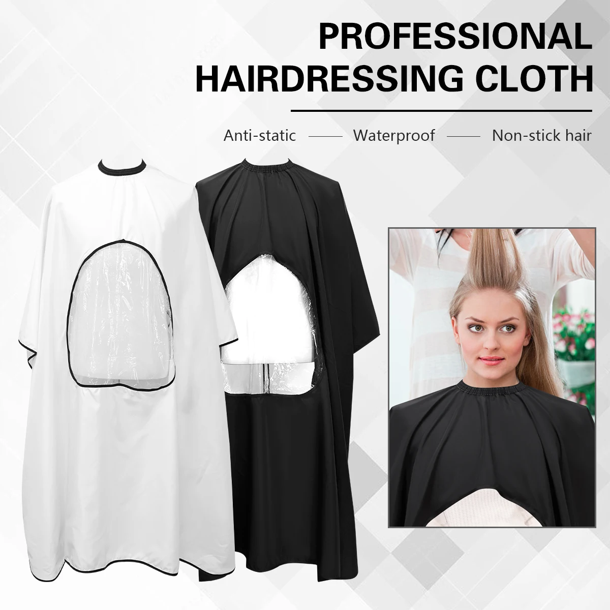 Salon Hair Cutting Capes Waterproof Middle Transparent Viewing Window Gown Non-stick Hair Apron Barbershop Haircut Tool Supplies