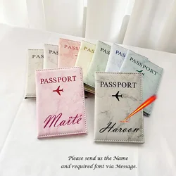 Couverture de passeport personnalisée avec noms personnels, portefeuille de voyage, étui en marbre