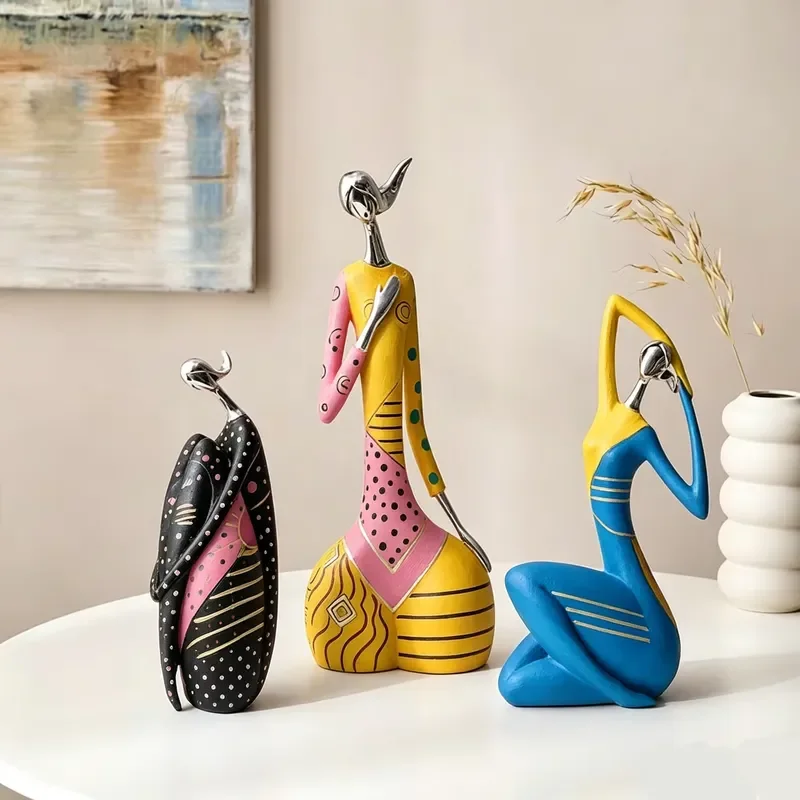 Creative Abstract Decoration Home Living Room TV Cabinet Decoration Office Art Decoration Oil Painting Yoga Woman Figurine