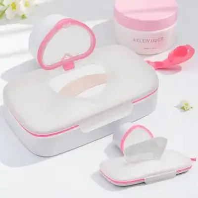

Portable Wipes Dispenser Box with Wide Opening Moisture-Seal Lid Refillable Translucent Case for Travel Stroller Crib