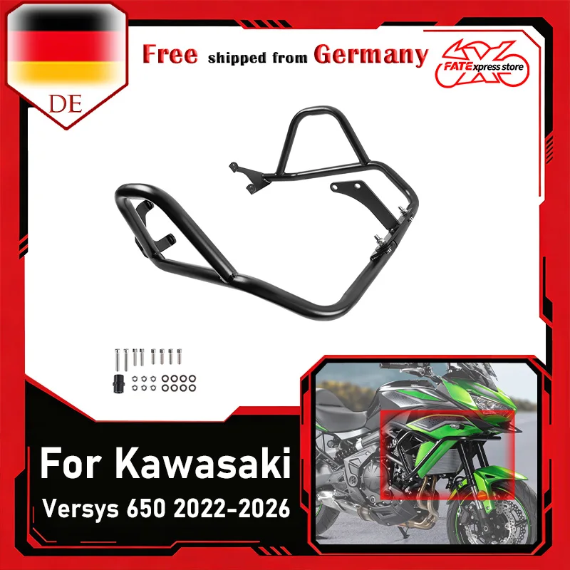 WOLFLINE Protezione Motore Moto Anticaduta per Kawasaki Versys 650, Barra Paratelaio, Gabbia di Protezione 2022 2023 2024