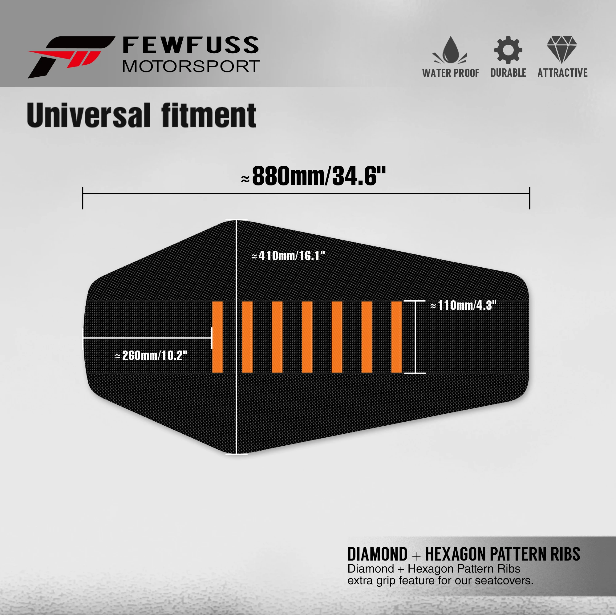 FEWFUSS Universal Ribbed Gripper Seat Cover Waterproof Set Protection Antislip Upset Apply to For SXF EXC KXF CRF YZF WR TC TE image 2