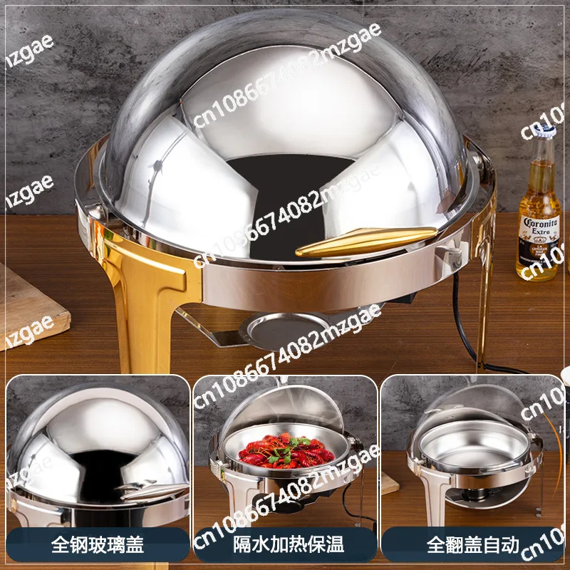 Round Buffet Furnace Food Grade Stainless Steel Insulation Basin Electric Heating All Steel Visual