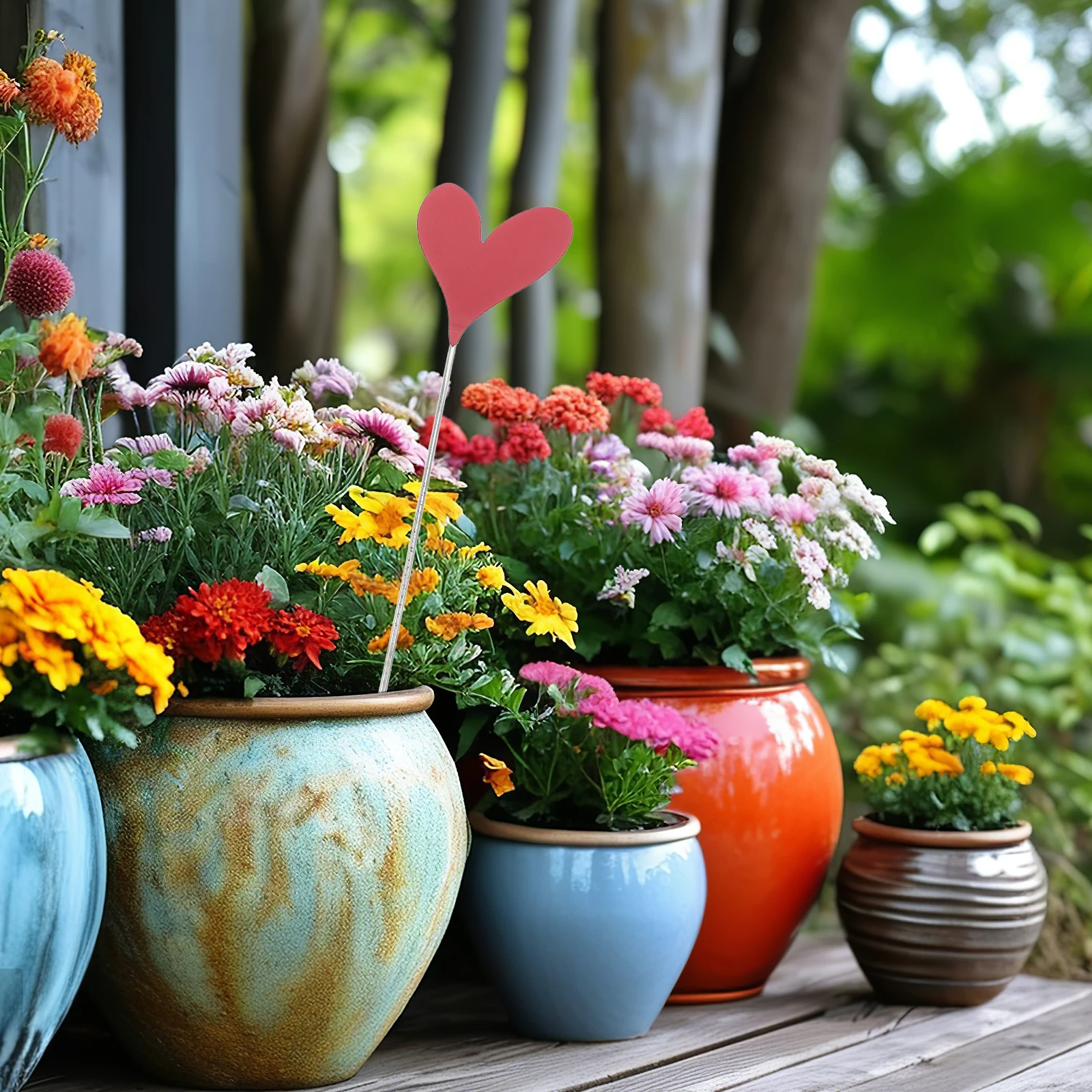 

1pcs Heart Shaped Decor Garden Stake Iron Metal Plant Marker For Valentine'S Day Outdoor Home Decor Bonsai Decoration