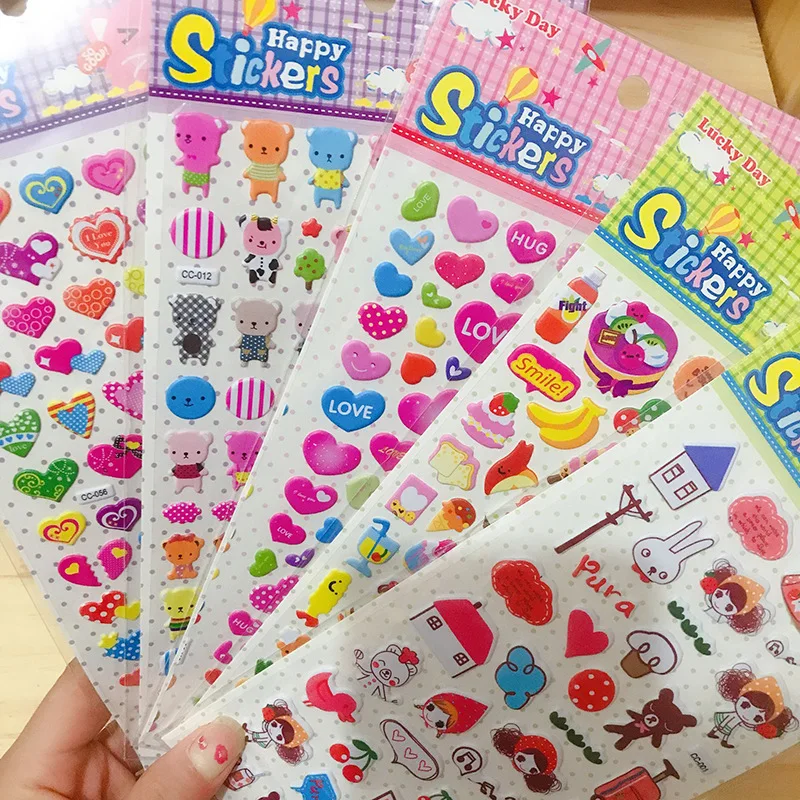 20 piezas pegatina 3d Kawaii de animales de dibujos animados, pegatina de burbujas de recompensa para jardín de infantes, decoración para álbum de recortes Diy, venta al por mayor