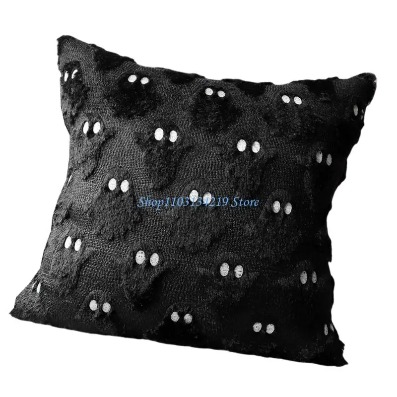 N5KC Festival Plush Pillow Cover for Holiday Decoration Bat and Specters Designs Various Decoration Item
