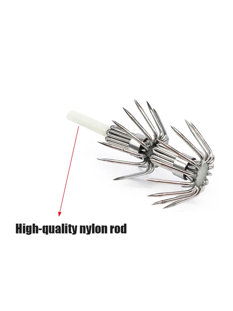 20PCS Stainless Steel Squid Jig Hooks #2.0 - #4.0 Luminous Squid Jig Hooks Wood Shrimp Jig Umbrella Hooks
