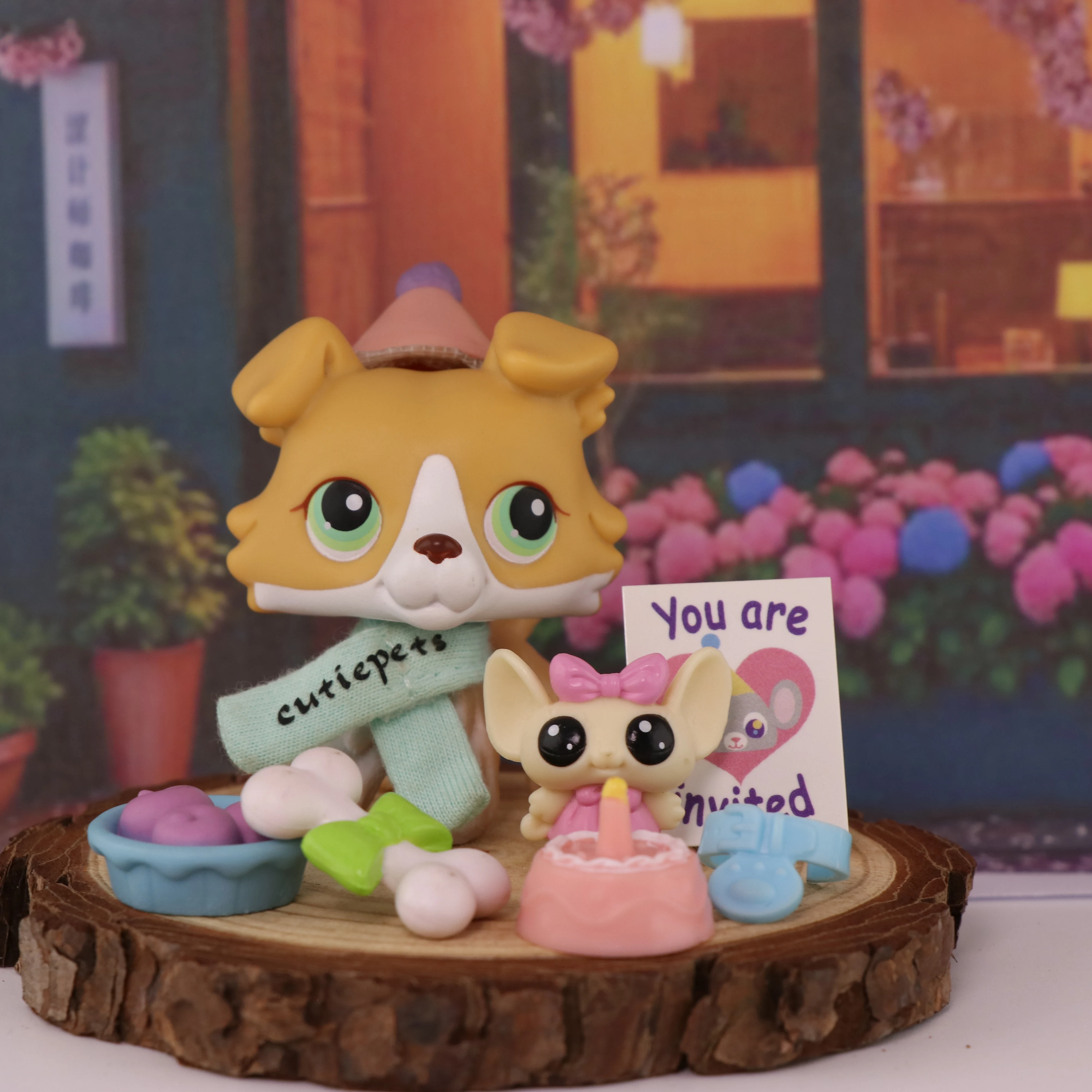 

LPS Minilpsshop Pet Shop Bobble Head Cute Toy Collie And Accessories Children's Gift for Boy and Girl Collectible Ornaments