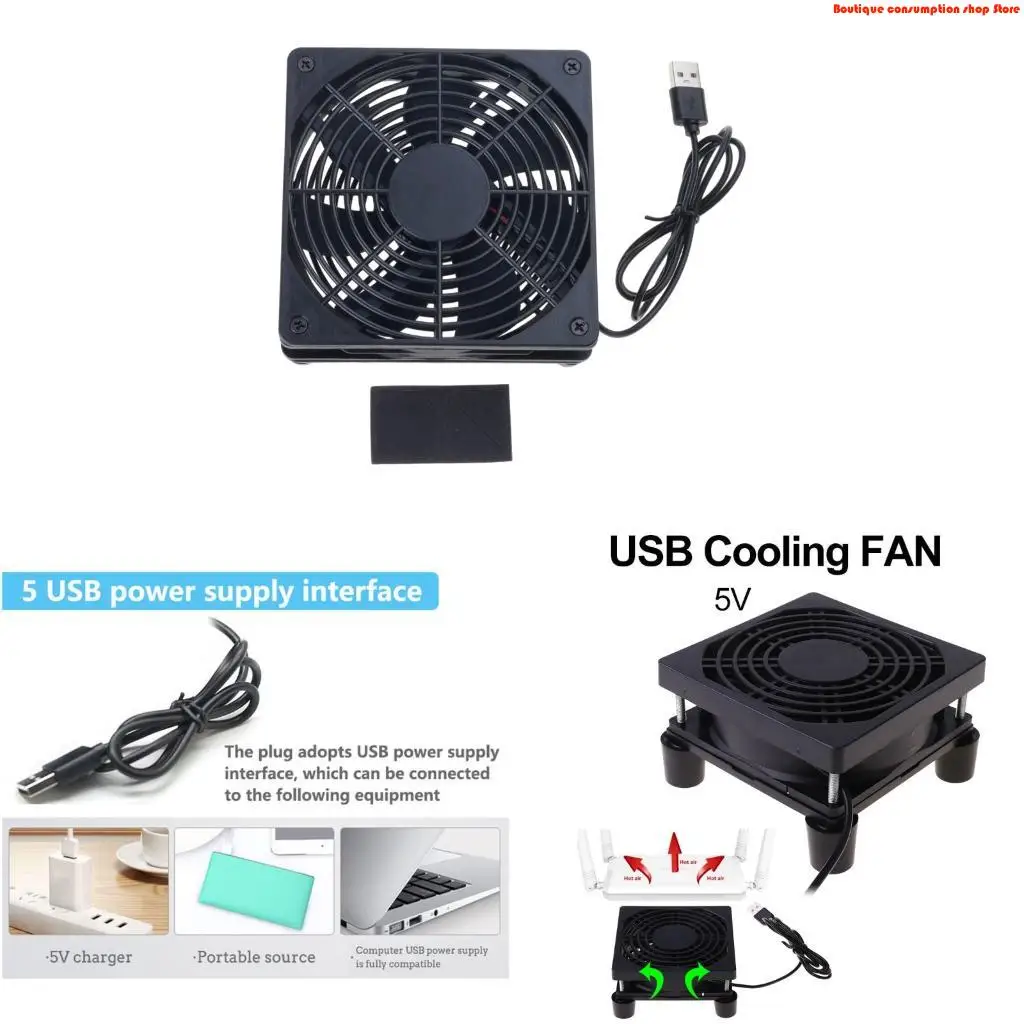 L9NA Mute Cooling Fan for Router Set Box Practical Radiator Cooler Replacement Accessories USB Power Supply Cooler Fan