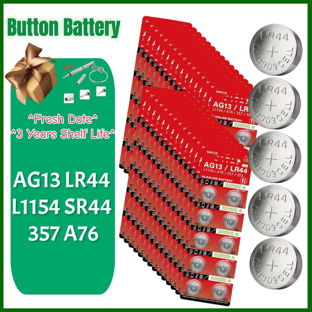 Strong LR44 AG13 Button Cell Batteries 1.5V 357A SR44 LR1154 Button Coin RW82 SR1154 SP76 Battery for Watch Toys Remote