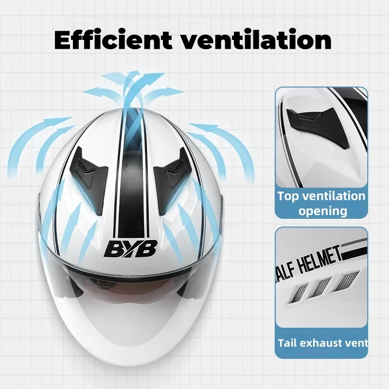 Universal Motorcycle Helmet for Men and Women with Double Layer Sunshade and Ventilation Durable Multi-Season Safety Helmet