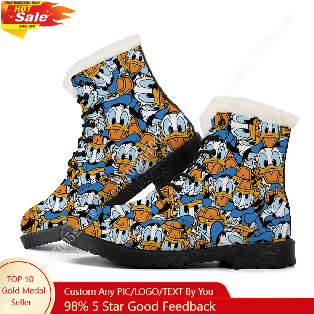 

Disney Donald Duck Plush Keep Warm Boots Mens Womens Winter Outdoor Hiking snow boots