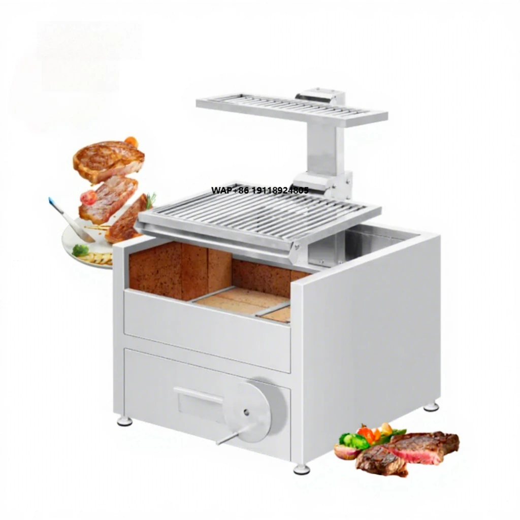 Brazilian Parrilla Barbecue Grill Home Garden Charcoal Built in Bricks Stainless Steel Height Adjusted V Grate Bbq Grill