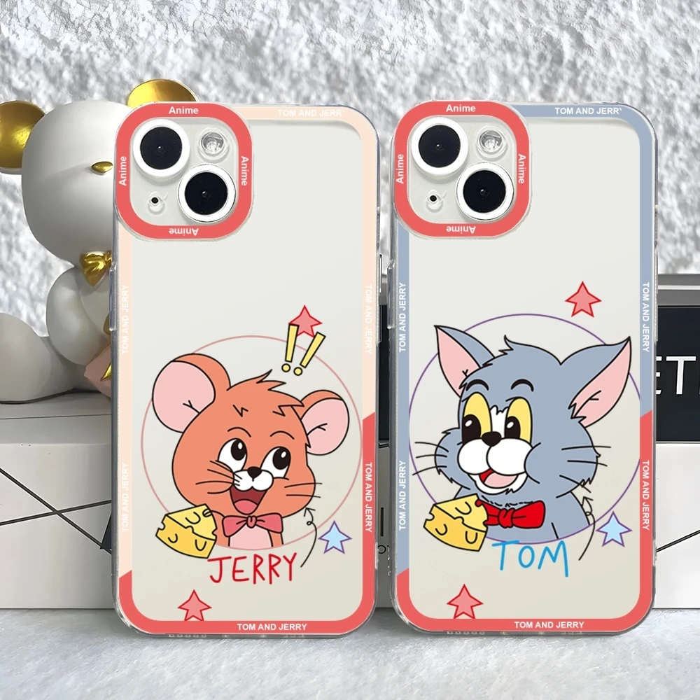 J-JerryS Mouse Tom phone Case For iPhone 15 14 13 12 11 Pro Max Mini XS X XR SE 7 8 Plus Soft Angel Eyes Cover