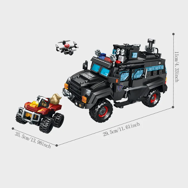 كتل بناء مركبة SEMBO مقاومة للانفجار ، سلسلة MOC العسكرية ، طوب طراز السيارة ، ألعاب أطفال للأولاد ، هدايا عيد الميلاد