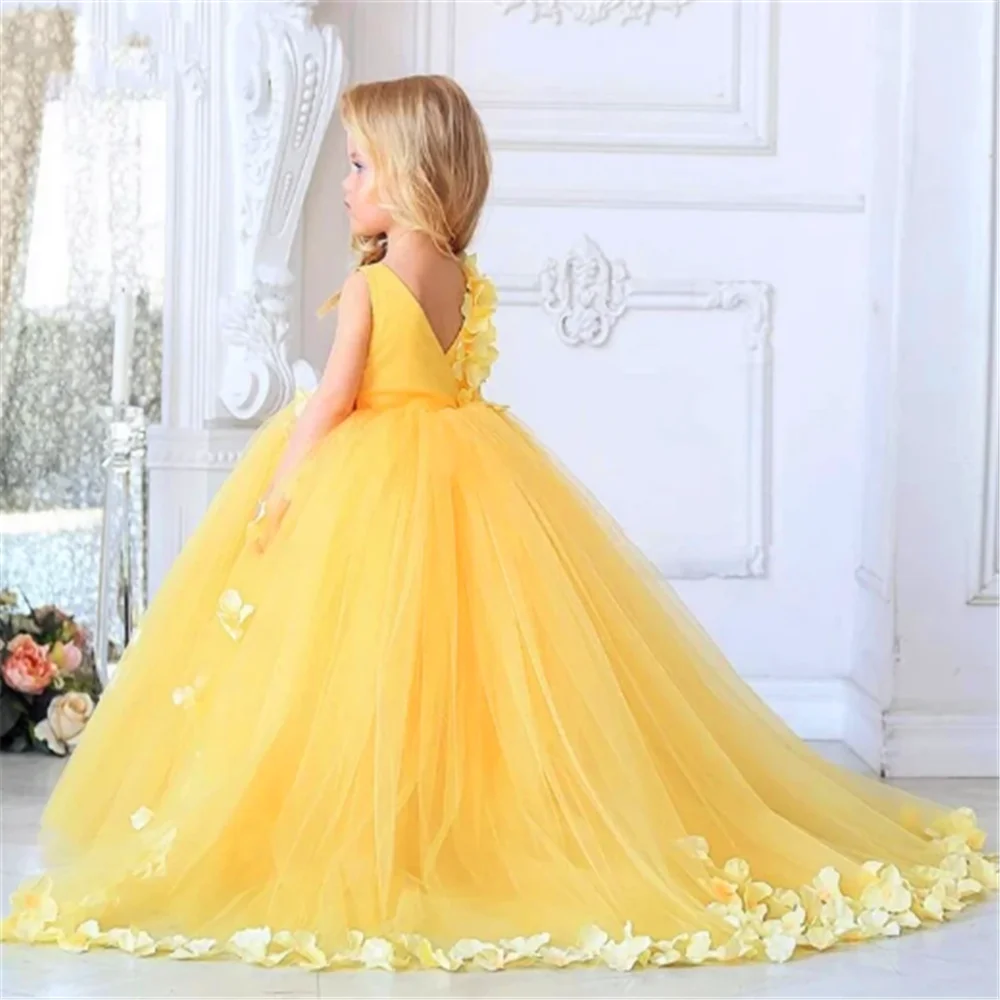 

Lovely Sleeveless Color Tulle Decals Flower Girl Dresses For Wedding Puffy Baby First Communion Dress Kids Dream Surprise Gift