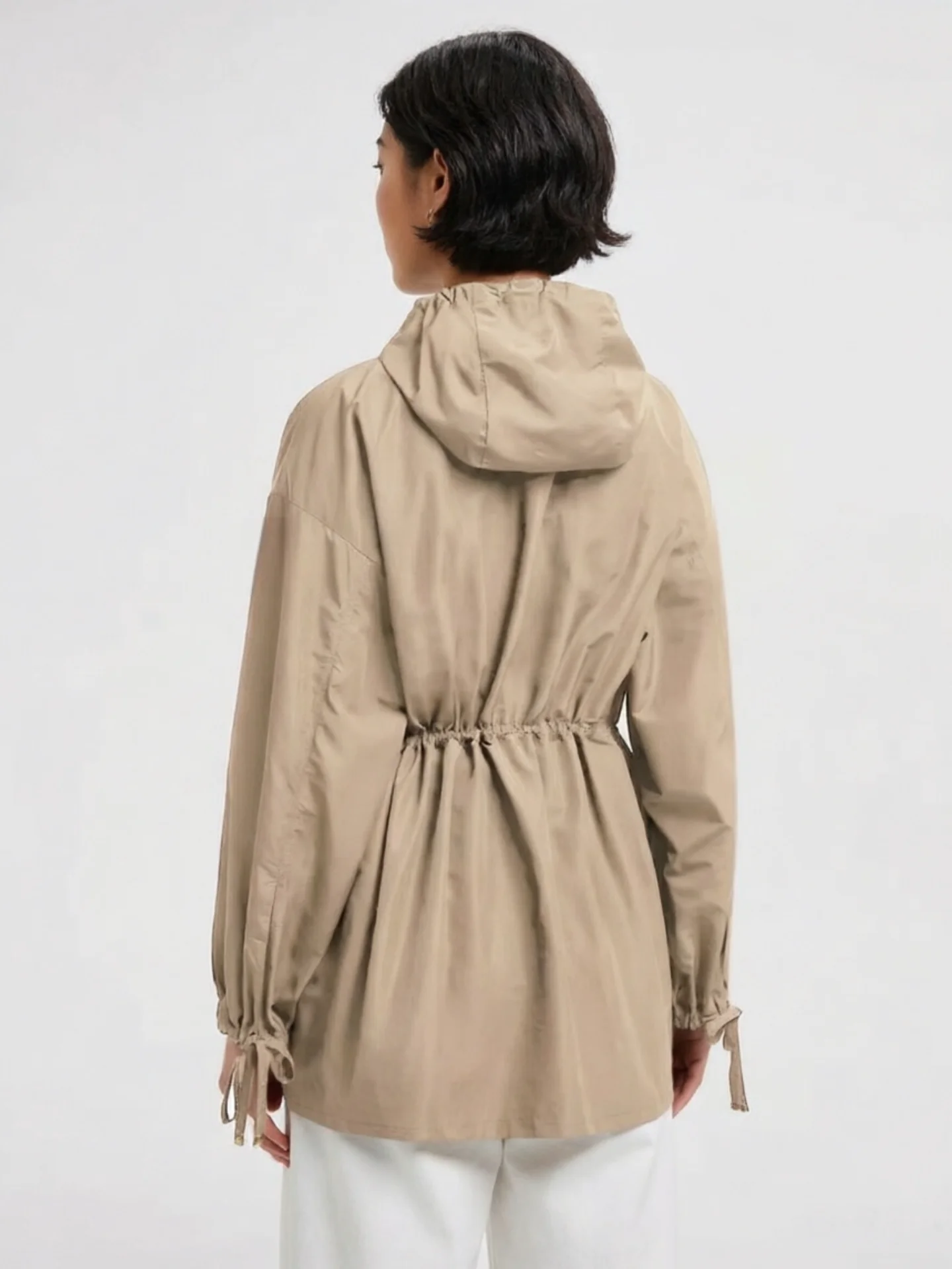 Outdoor Casual Women's Long Sleeve Drawstring Hooded Jacket Loose Fit Sun Protection Coat Breathable Lightweight Polyester