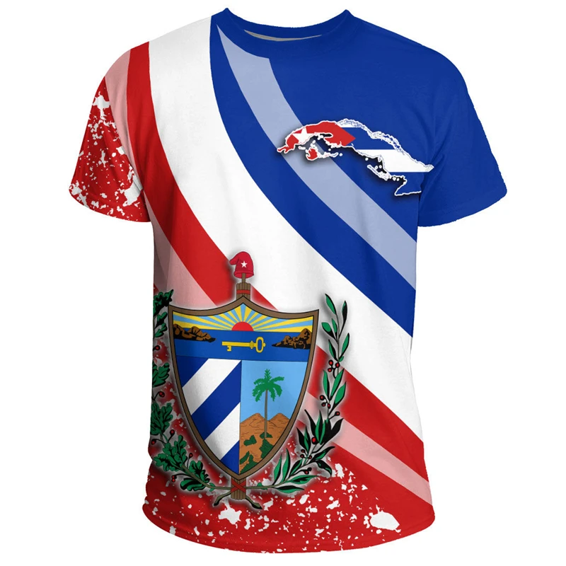 Cuba Flag Map 3D Print T Shirt For Men Clothes Fashion Male T-Shirt Cuban National Emblem Tshirt Independence Day Tee Women Tops