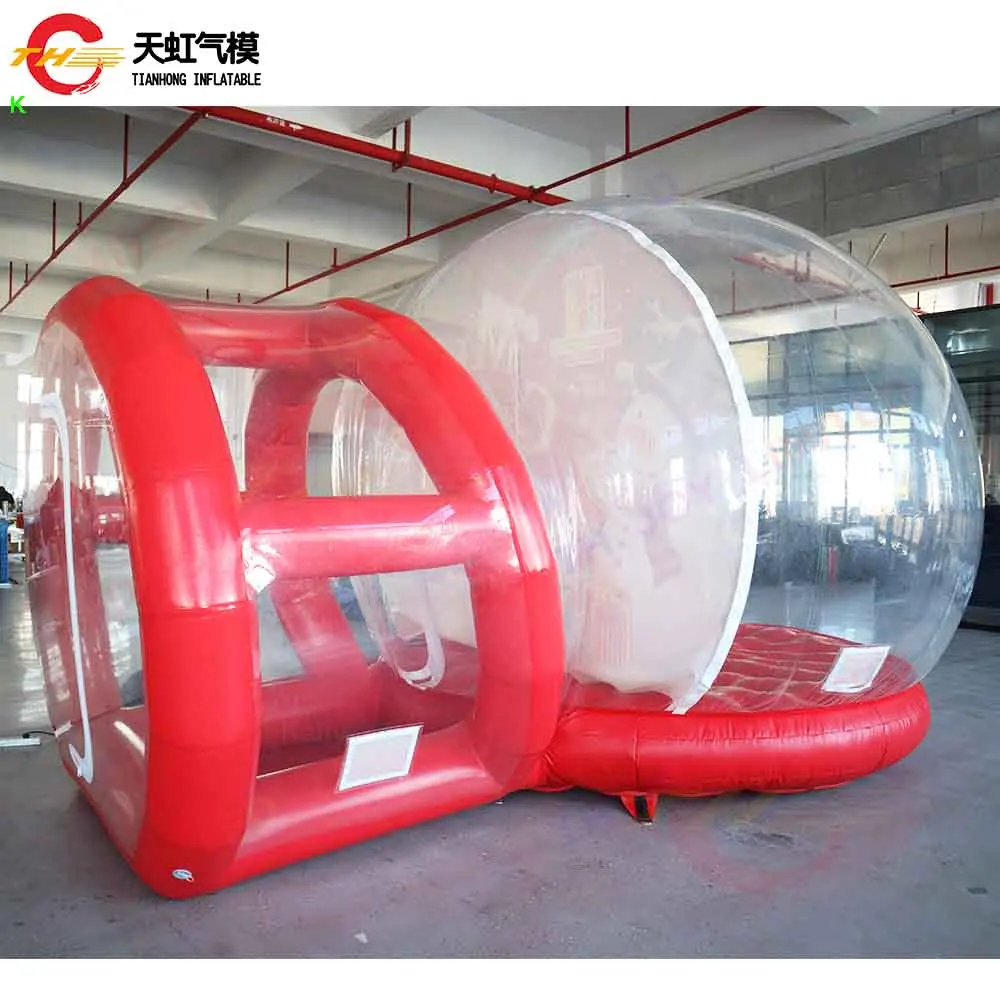 Fast Shipping 3m/4m/5m Giant Inflatable Christmas Snow Globe with Tunnel Blow Up Transparent Bubble House Lawn Tent with Blower