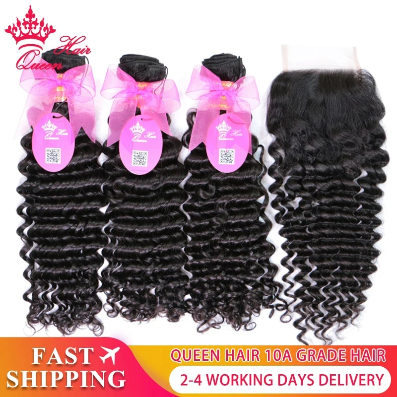 Queen Hair Raw Hair Deep Wave Bundles With HD 4x4 5x5 6x6 Closure / 13x6 13x4 HD Frontal Brazilian 100% Virgin Human hair