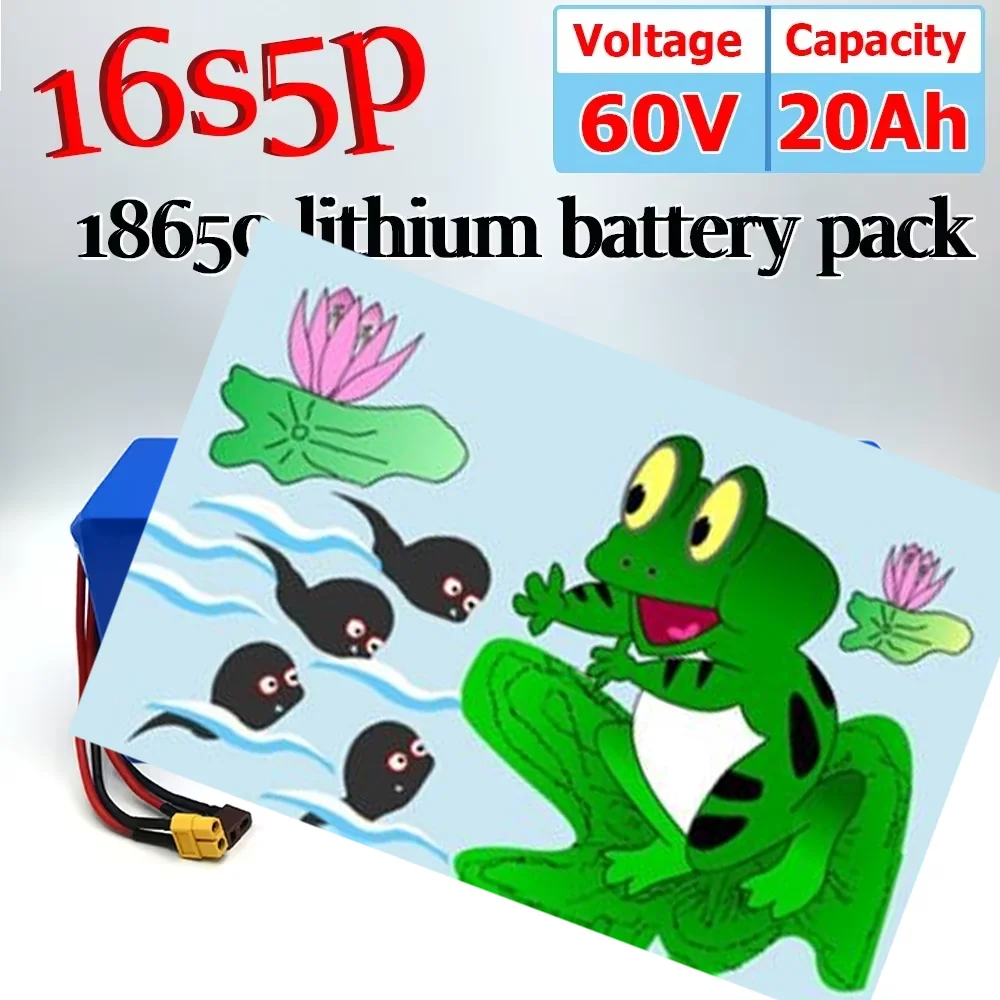 

16S5P 60V 20Ah lithium battery pack 2000W high-power with built-in BMS for Motorcycle, scooter, Bicycle MotorReplace battery