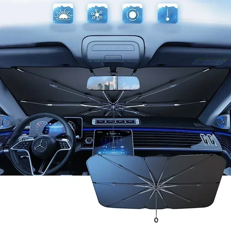 Car Sunshade Umbrella Windshield Folding Front Parasol Umbrella Type Sun Shade for Car Window Summer Sun Protection Accessories