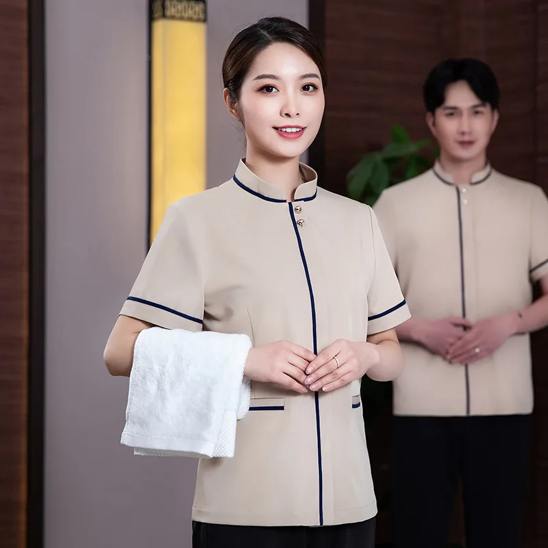 Summer Cleaning Uniforms for Men and Women, Hotel Room Cleaning Staff Short Sleeve, Shopping Mall Property Housekeeping Cleaning