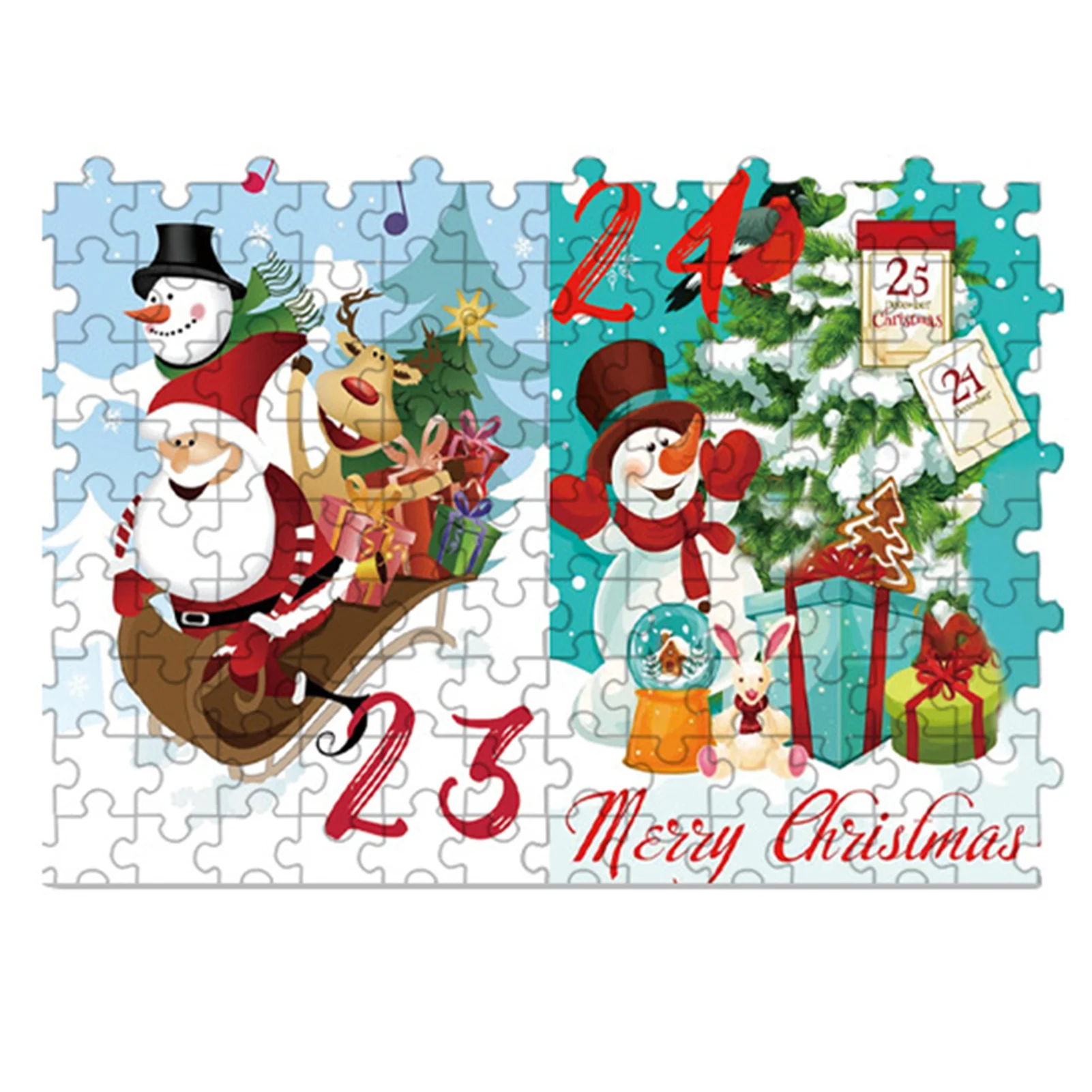 Christmas Countdown 24 Days Puzzles Lightweight and Durable Puzzles for Table Bookshelf Fireplace Decor