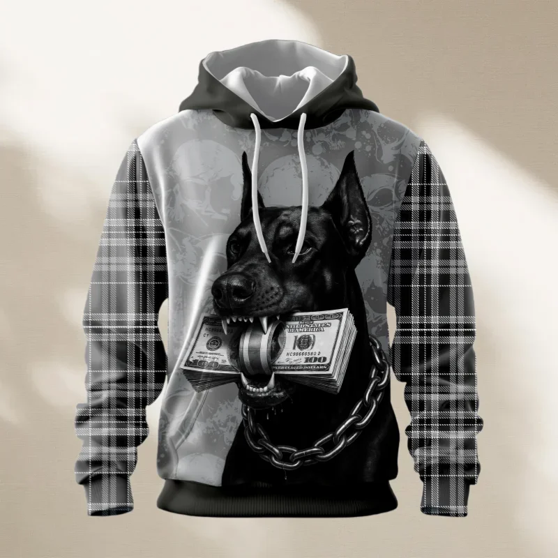 Doberman British Style 2026 Herren Casual Street Pullover Hoodie mit langen Ärmeln, weich, bequem, winddicht, Frühlings- und Herbstjacke – Detail 2