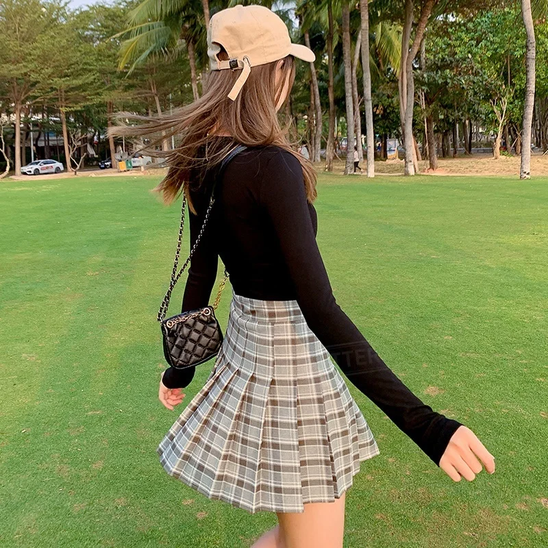 TFETTERS 2026 Spring Summer Office Women Mini Pleated Skirt Plaid Colorblock Polyester Skirt for Women Daily Wear
