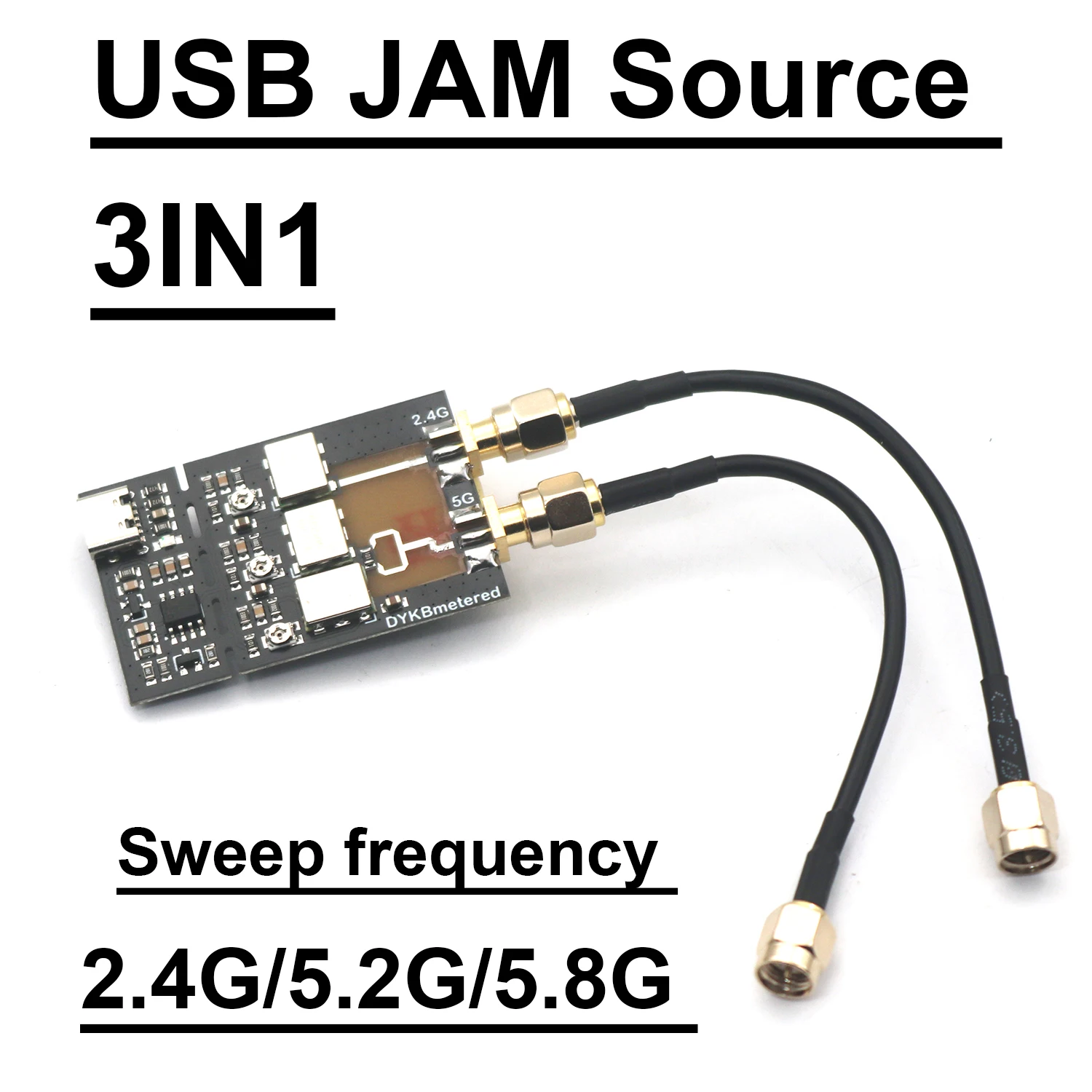 

3in1 USB VCO Sweep Frequency JAM Source 2.4G 5.2G 5.8G FOR 2.4Ghz 5.2Ghz 5.8Ghz RF POWER Amplifier WIFI BT Bluetooth Ham Radio